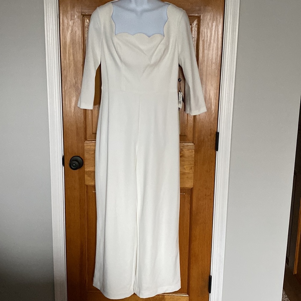 NWT Women’s Adrianna Papell ivory jumpsuit; 10